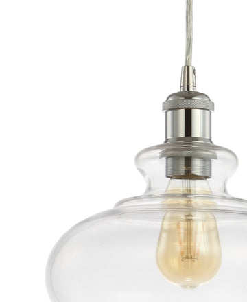 Wyatt 9.5" Adjustable Drop Pharmacy Metal/Glass LED Pendant - JONATHAN Y